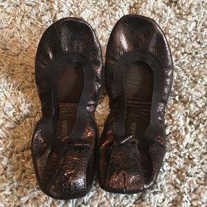 Yosi Samra Bronze Leather Ballet Flat